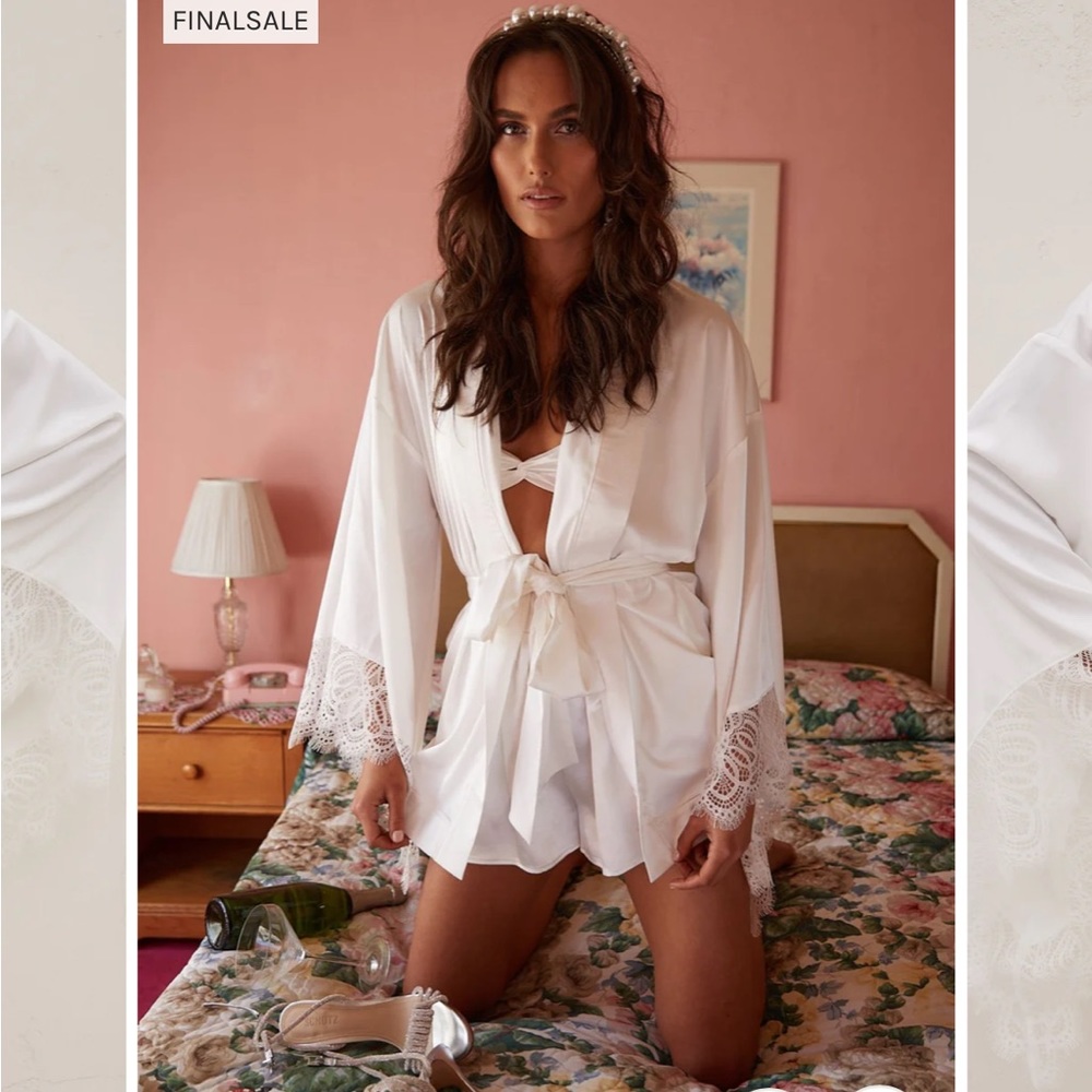 12th Tribe White Satin Robe